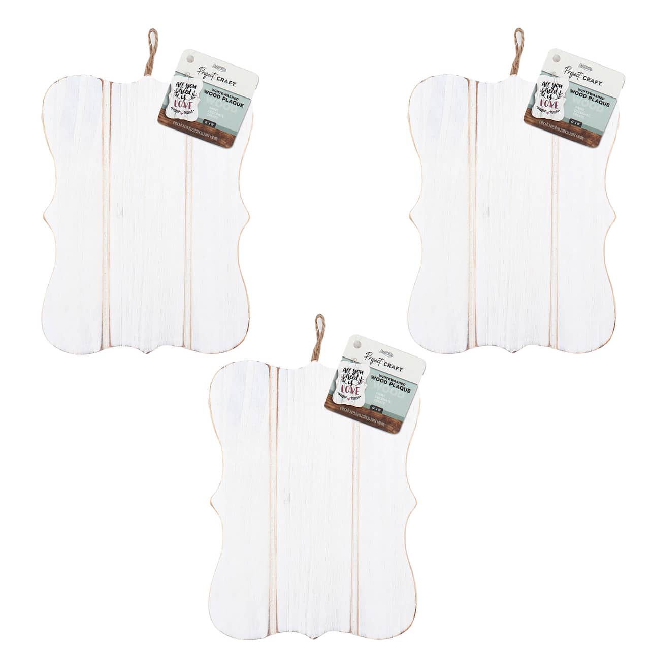 ArtSkills® Small Rustic Whitewash Wooden Plaque, 3ct.